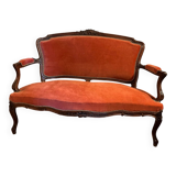 Louis XV velvet two-seater bench