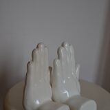 Handends in the shape of vintage white ceramic