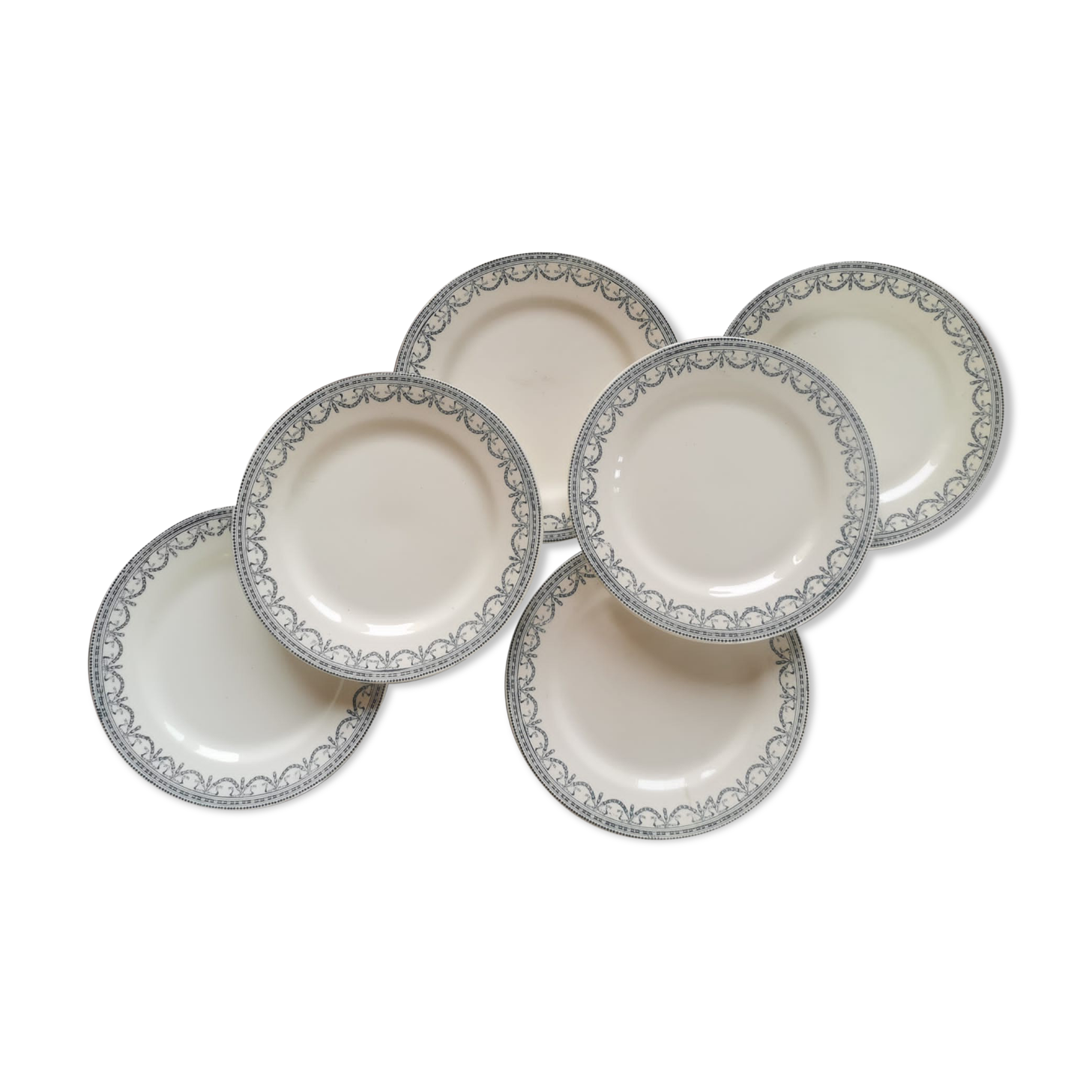 Serving of 6 plates in iron earth, Salins