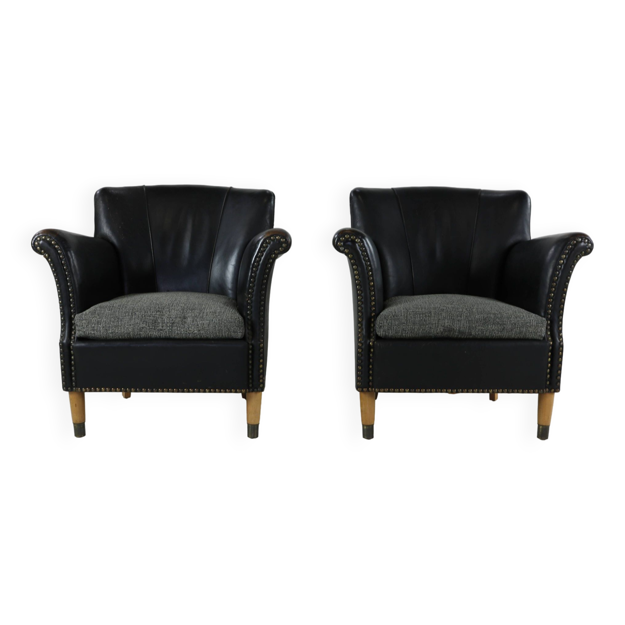 Set of two Danish design leather club chairs