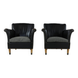 Set of two Danish design leather club chairs