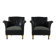 Ensemble de deux fauteuils club en cuir design danois