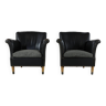 Set of two Danish design leather club chairs