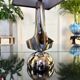 Modernist Art Deco Table Lamp in Chromed Metal - Textile Lampshade