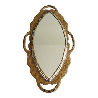 Large papier-mâché mirror, inlays and mirror marquetry.