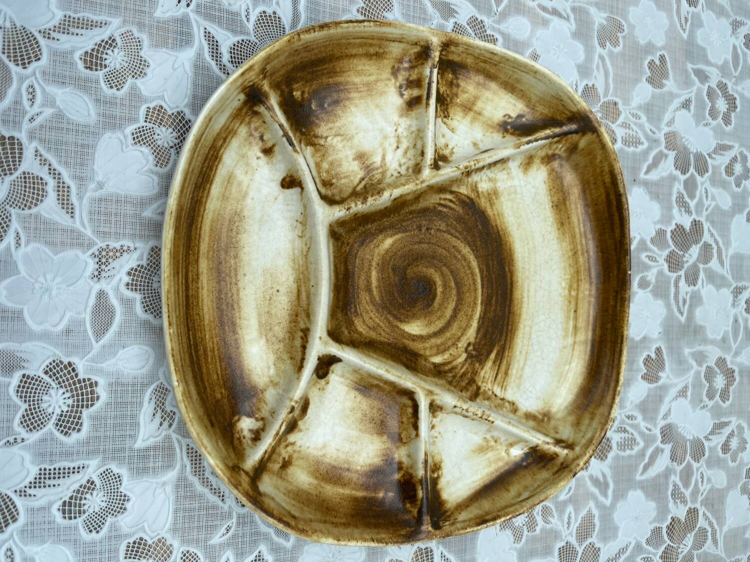 6 Longchamp Fondue Plates – 22 cm – Vintage Enameled Stoneware