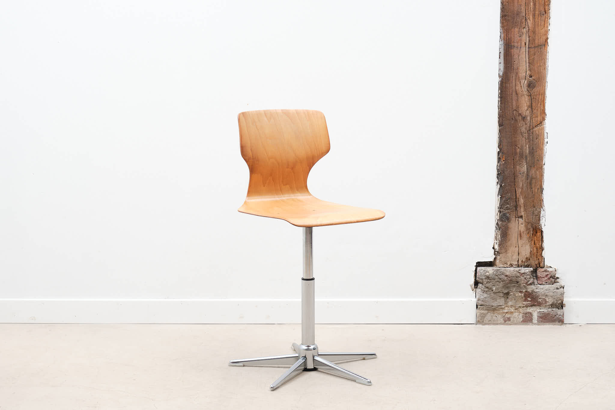 Vintage chair adjustable workshop beech chrome