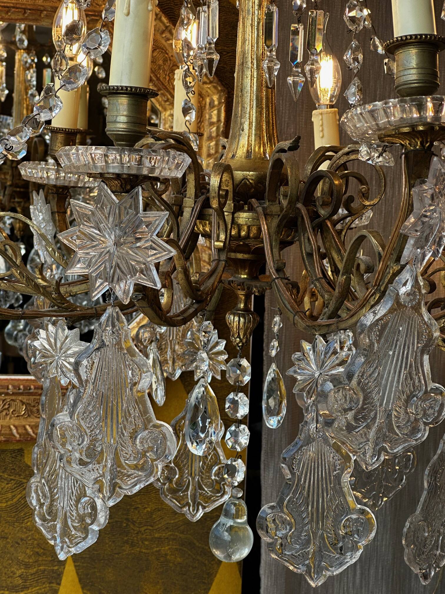 Crystal and bronze chandelier