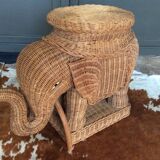 Wicker elephant side table