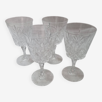 4 verres à vin cristal de 1980