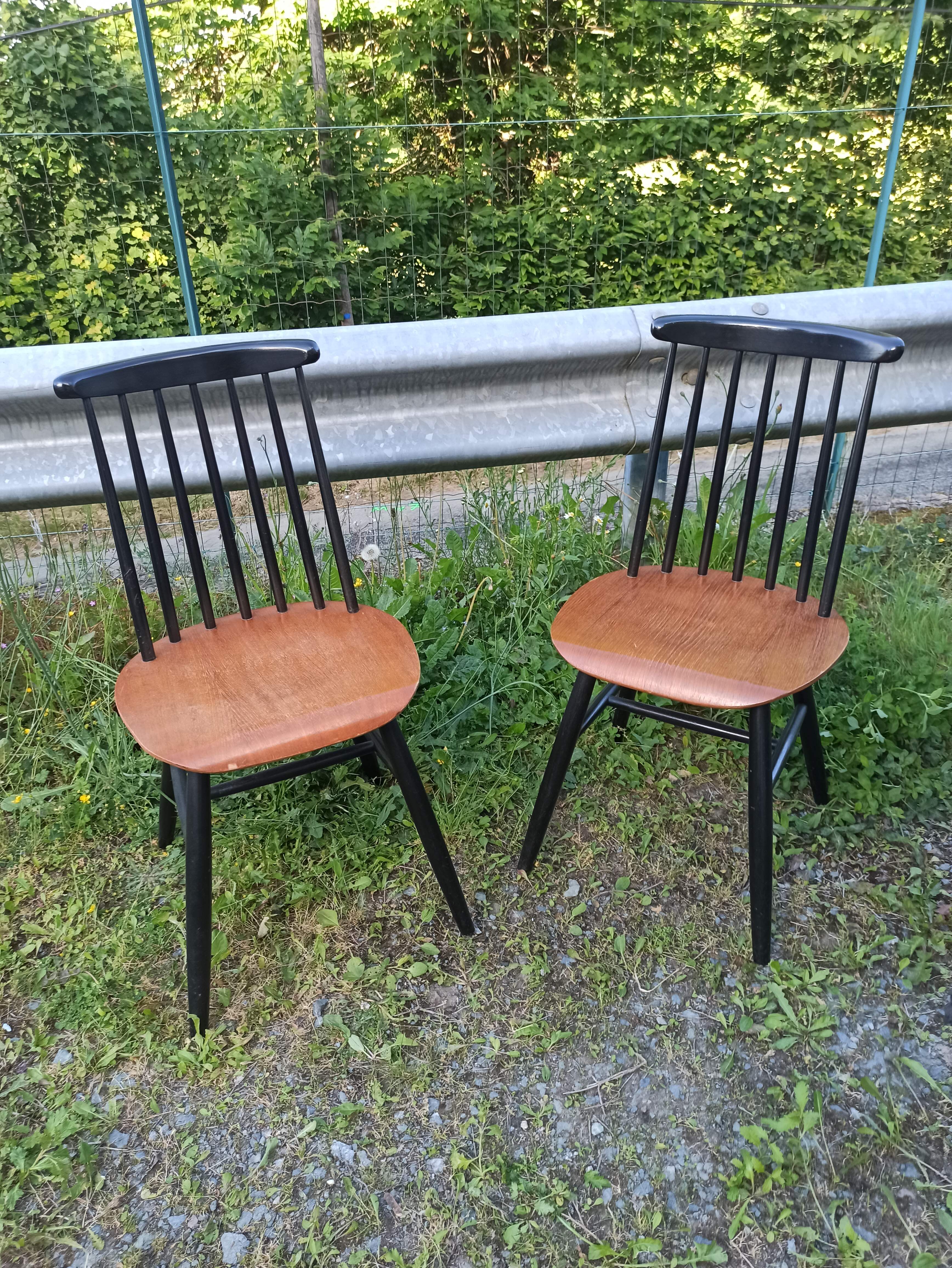Paire chaises fanett par Ilmari Tapiovaara années 60