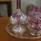 Set of pink blown glass carafes and glasses, 1950s