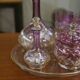 Ensemble carafes et verres en verre soufflé rose 1950’s