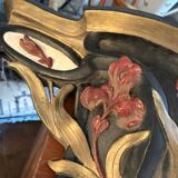 Art nouveau console in polychrome plaster