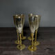 Set of 6 champagne flutes in brass and silver-plated metal – height 24 cm