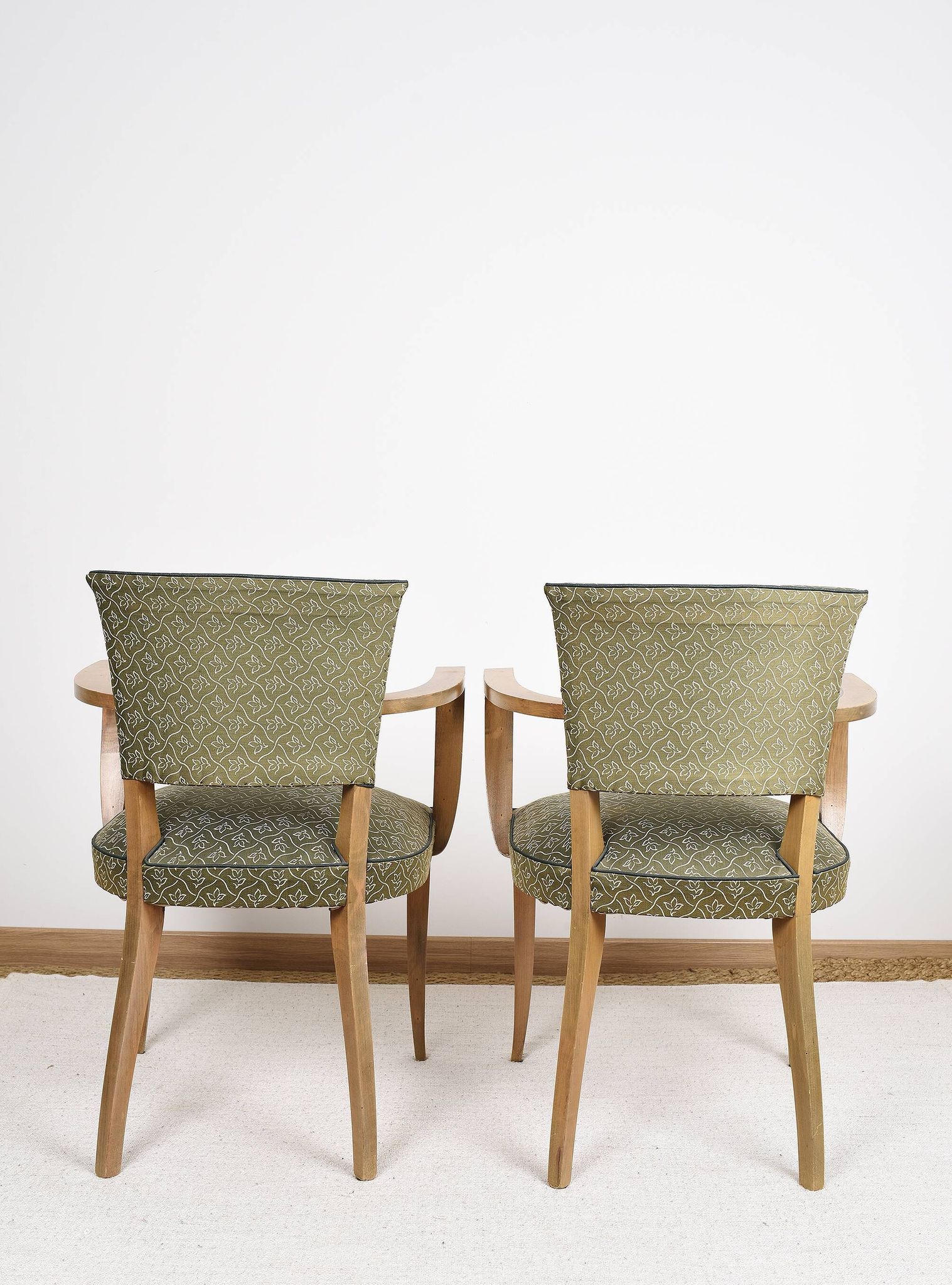 Pair of upholstered bridge armchairs.