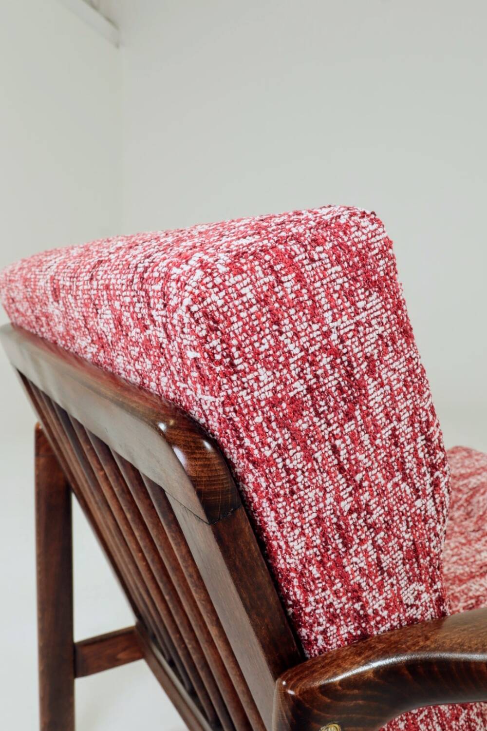 Scandinavian armchair red lobster mid century modern design 1965