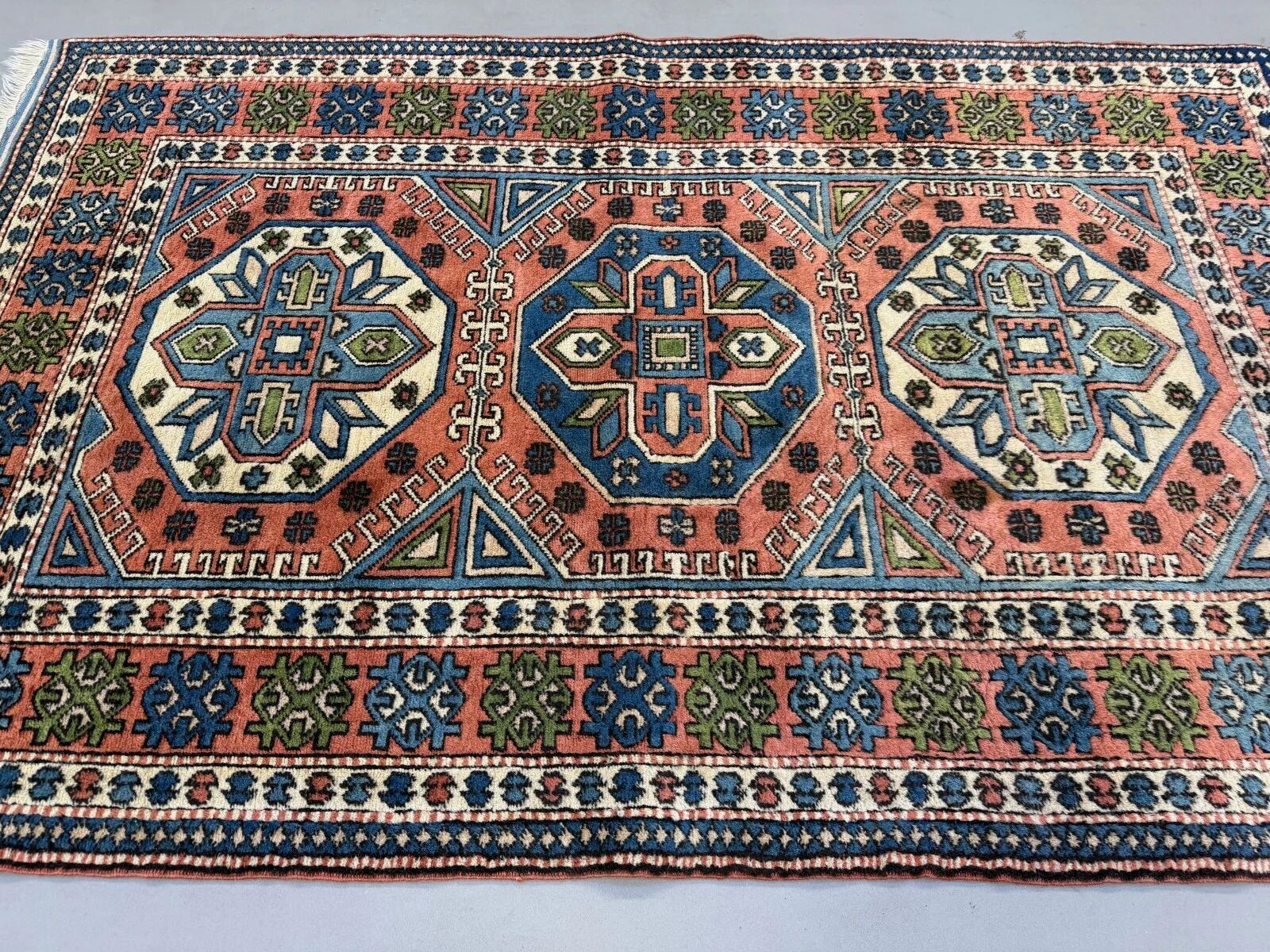 Turkish Kazak rug 270x166 cm vintage carpet, tribal handwoven large 2526