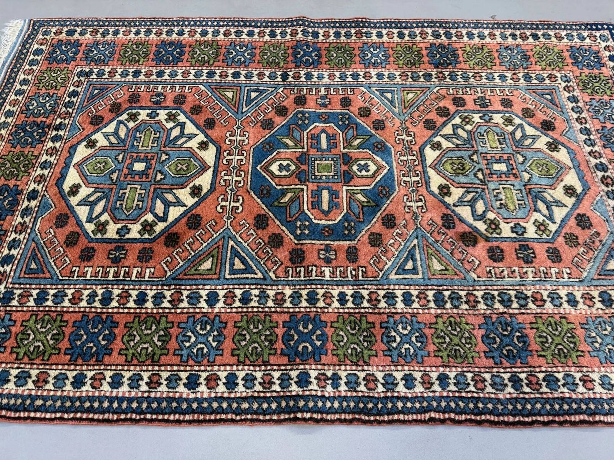 Turkish Kazak rug 270x166 cm vintage carpet, tribal handwoven large 2526