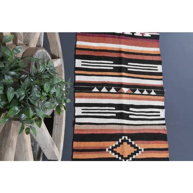 Vintage Turkish Oushak Handmade Wool Cotton White Kilim Runner Rug 60x295