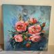 Oil on canvas painting of a bouquet of roses signed Paumier.