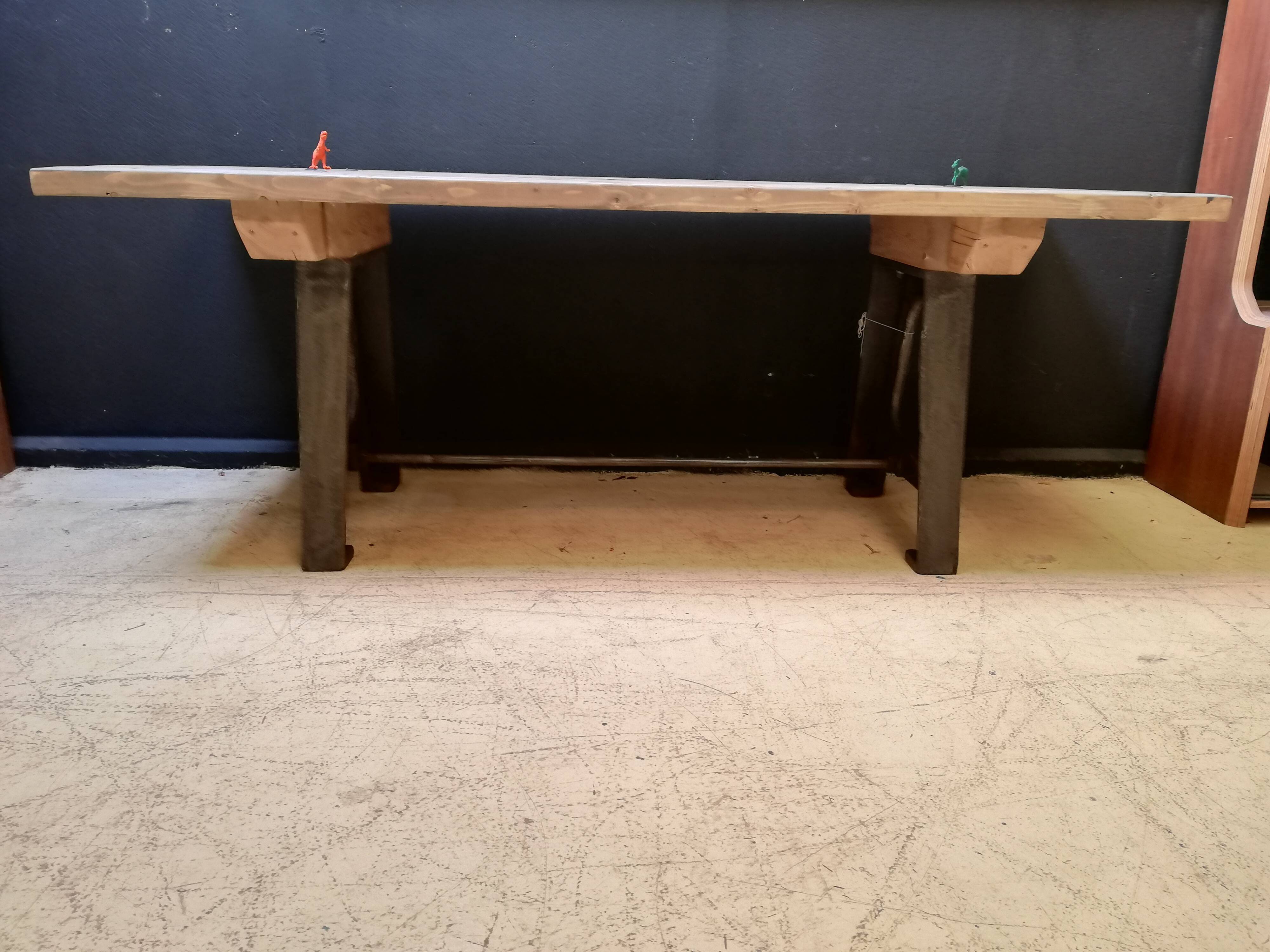 Table in wood and cast iron, industrial style, vintage