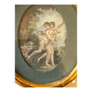 Rare small engraving entitled "The Flight of François Boucher"