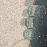 3 glasses in blown glass and green bubble from the glassworks of Biot signed and collector