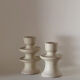 Set of two candlesticks in white tadelakt