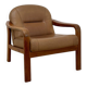 Vintage leather and wood armchair – 1970s