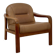 Vintage leather and wood armchair – 1970s