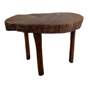 Table brutaliste en orme - bois naturel