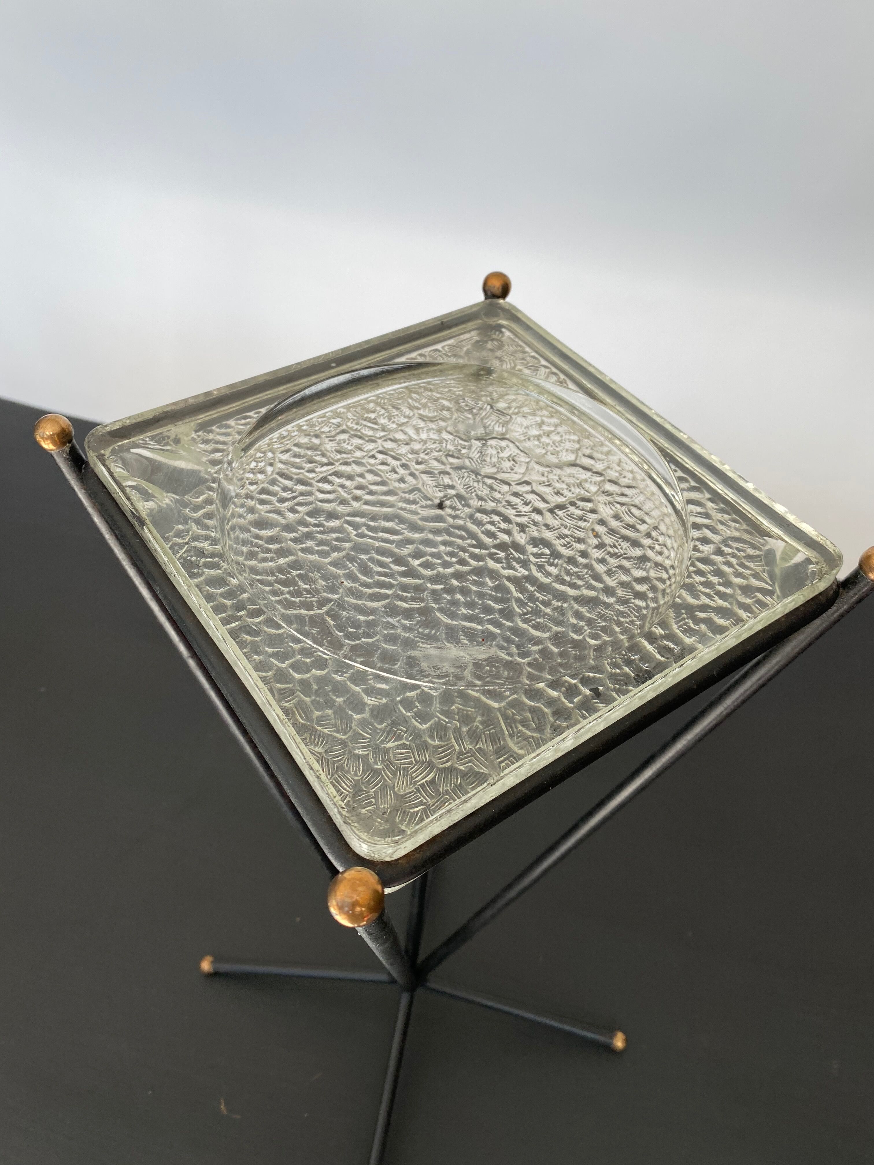 Lumax brass ashtray and glass 1960
