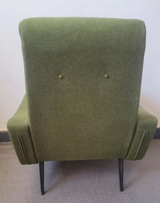 Fauteuil vintage style scandinave tissu vert