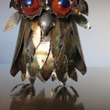 Owl in 1970s brutalist plate