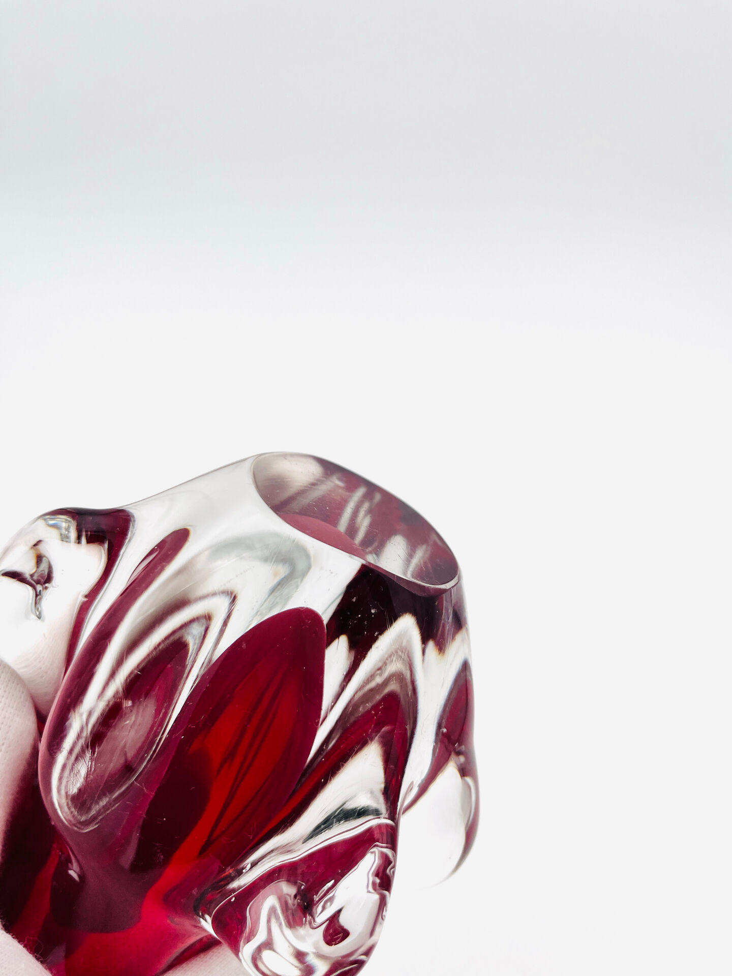 Murano Vase Fratelli Toso Chambord Sommerso Ruby Red 25.5cm