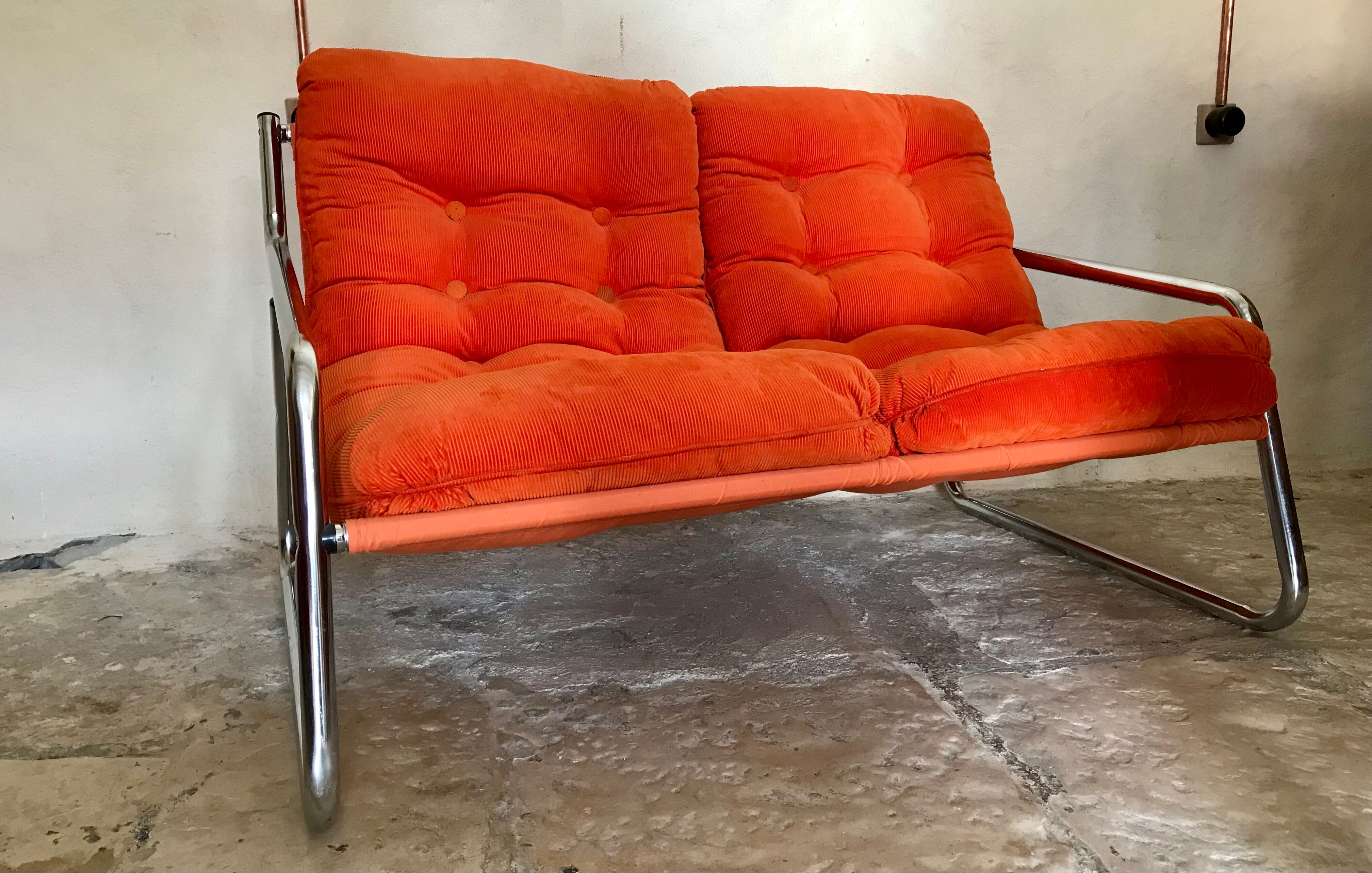 Vintage sofa 1970's pop tubing chrome