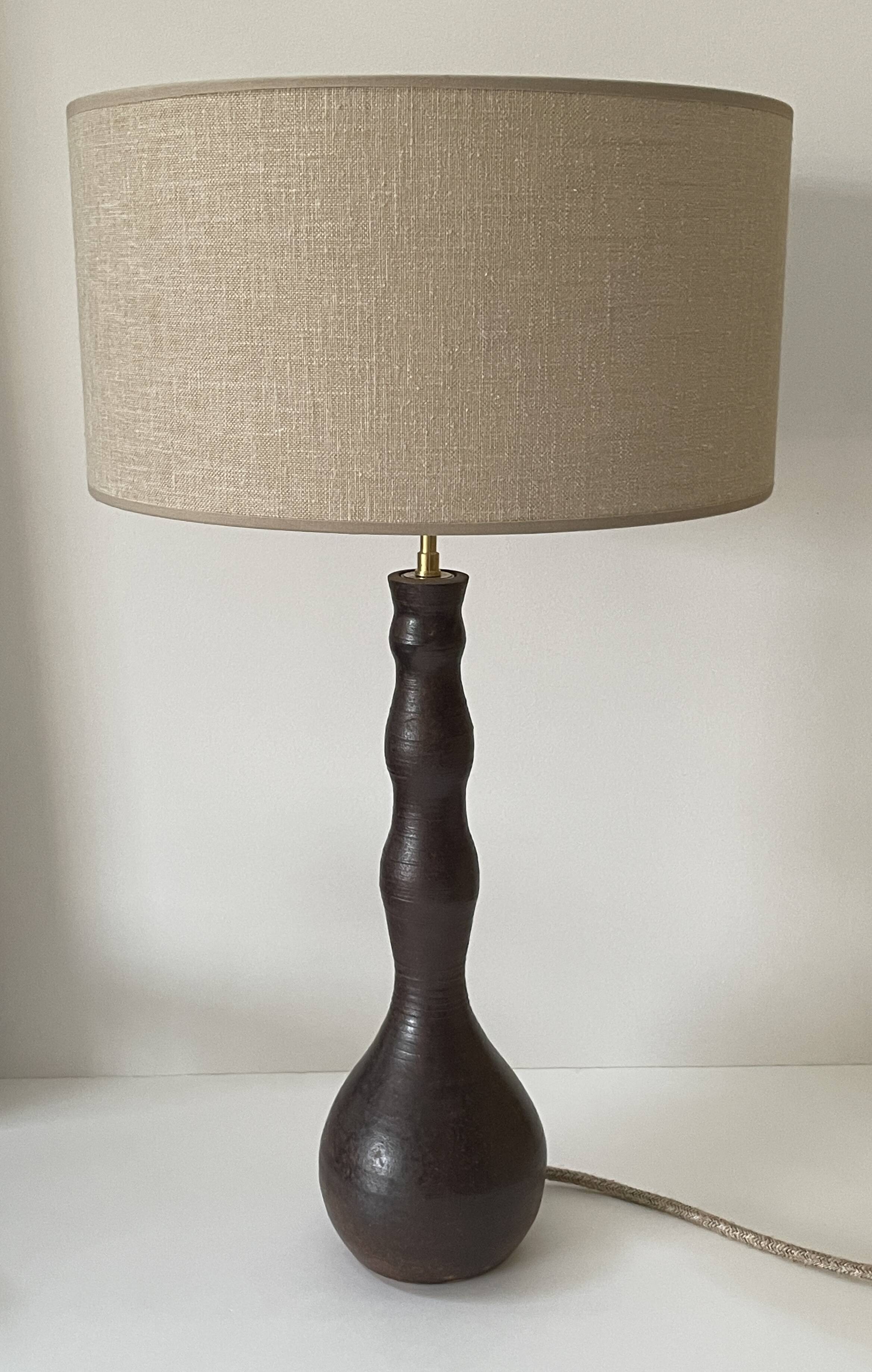 Large handmade stoneware lamp, 1960s-70s