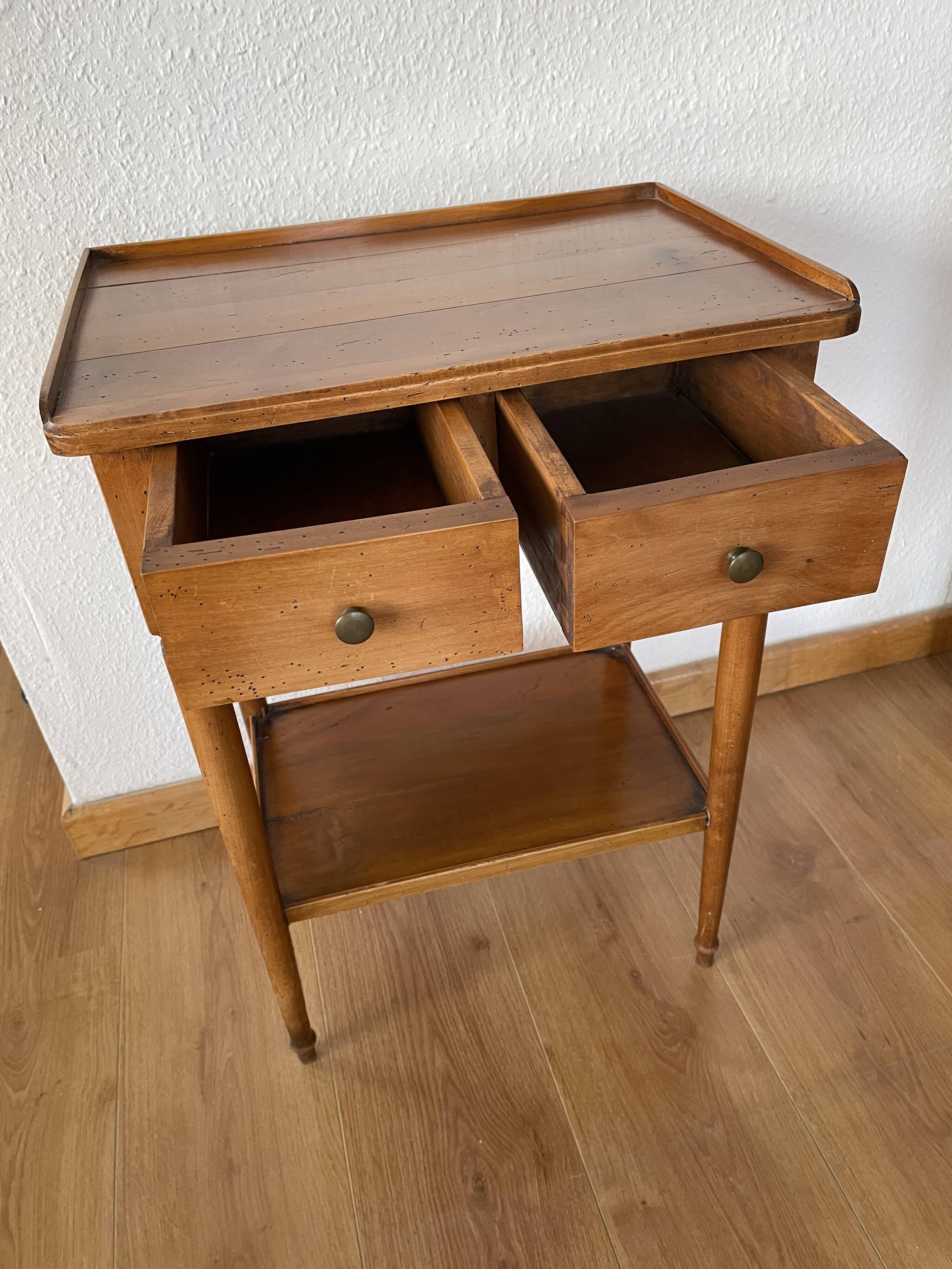 Small solid wood cabinet – vintage style with 2 drawers