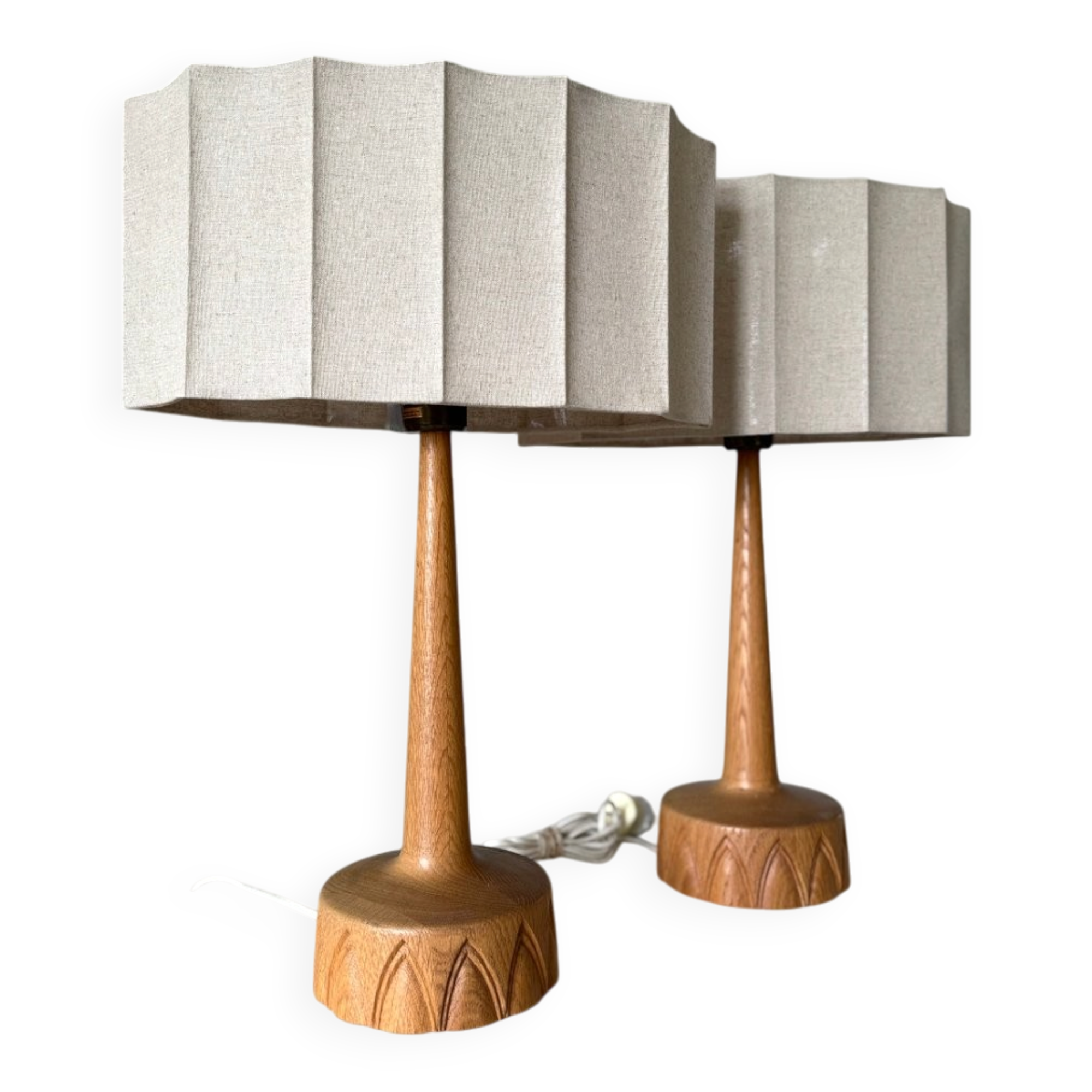 Oak table lamps by AB Stilarmatur Tranås, Sweden, 1960s, set of 2