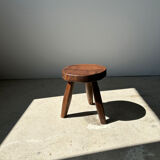 Brown solid wood stool flat circular seat