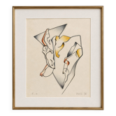Lithographie jan voss 1976 / moderniste abstrait surréaliste vintage