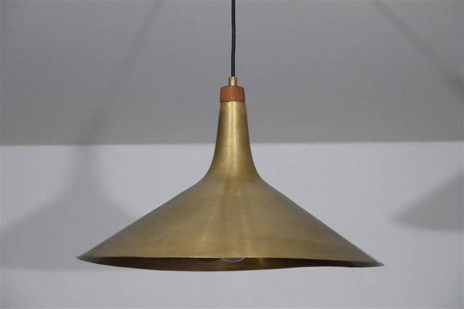 Danish brass and teak pendant lamp 1960