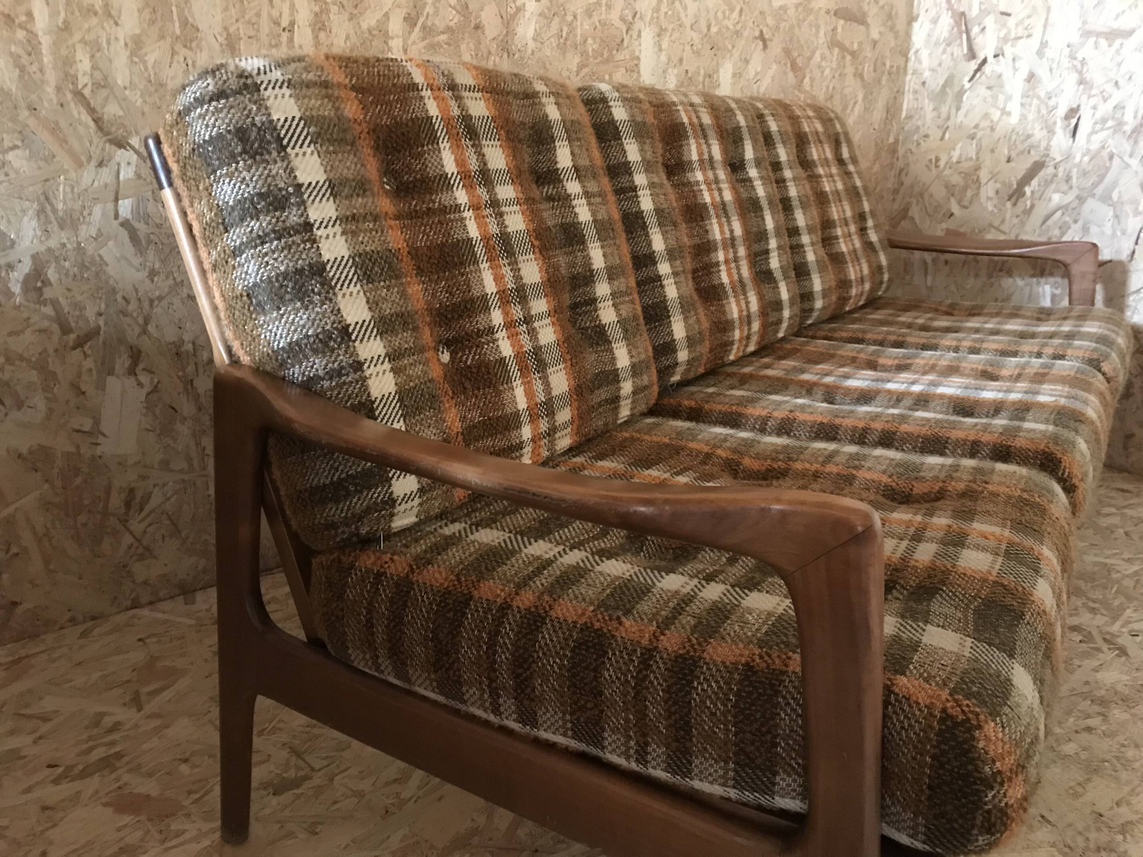 Vintage Scandinavian 3-seater sofa bench