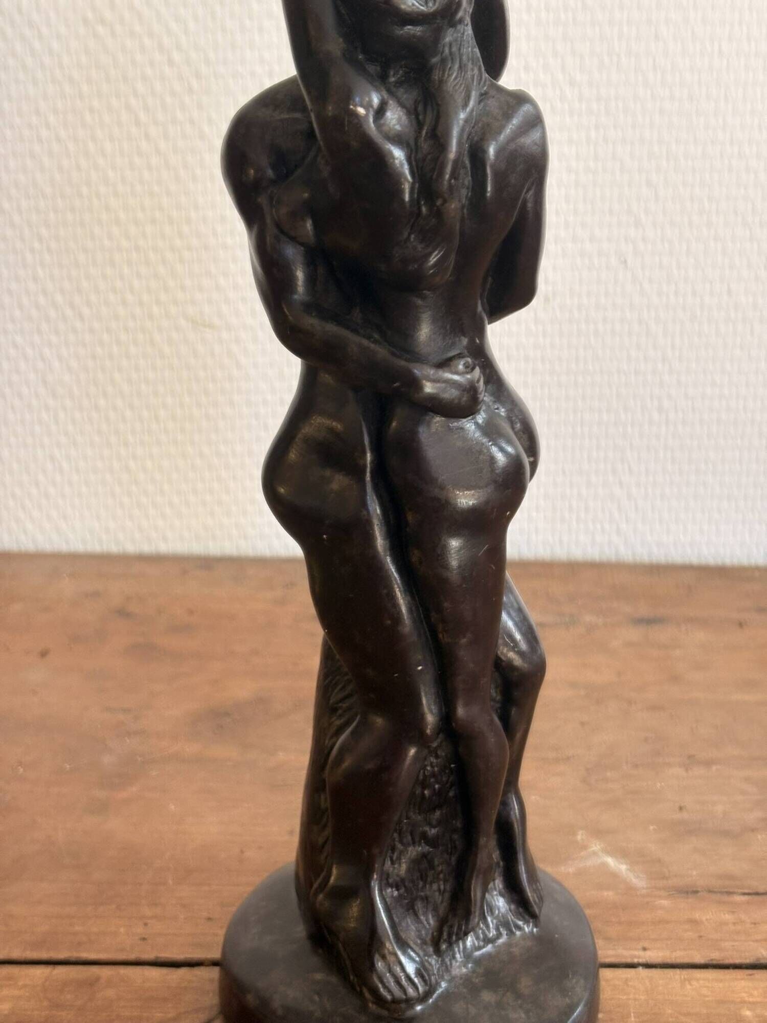 Resin Sculpture Figurine Couple Kissing Art Deco Female Nude Erotic
