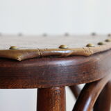 Set of 4 Luterma bistro chairs in curved wood and imitation leather, early 20th century