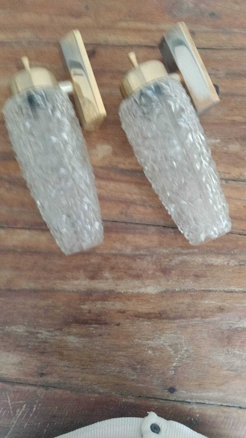 Pair of molded glass wall sconces