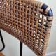 Bar stool in steel and braided wicker, design of the 50s, 92 cm