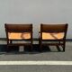Brutalist armchair in wood and leather 60s