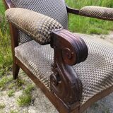 Voltaire wooden armchair in mahogany wood